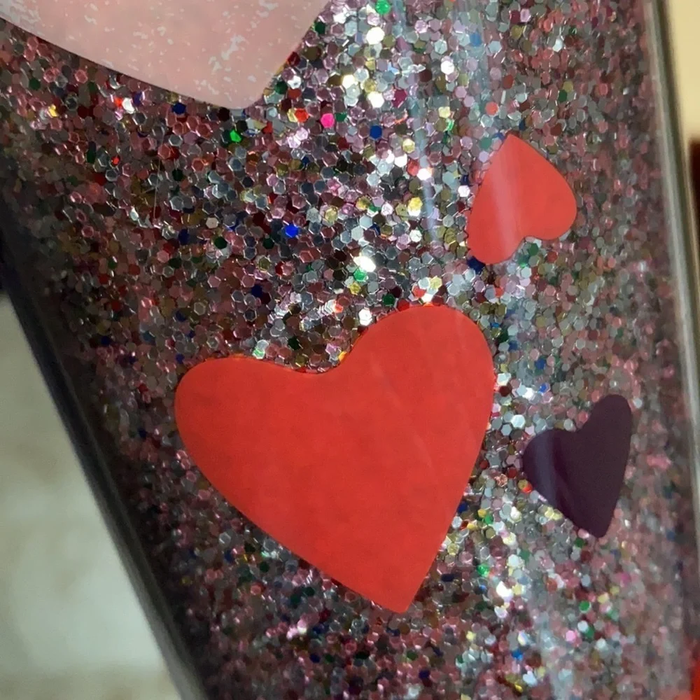 Starbucks Venti glitter Valentine’s Day heart cold cup Pink Purple New